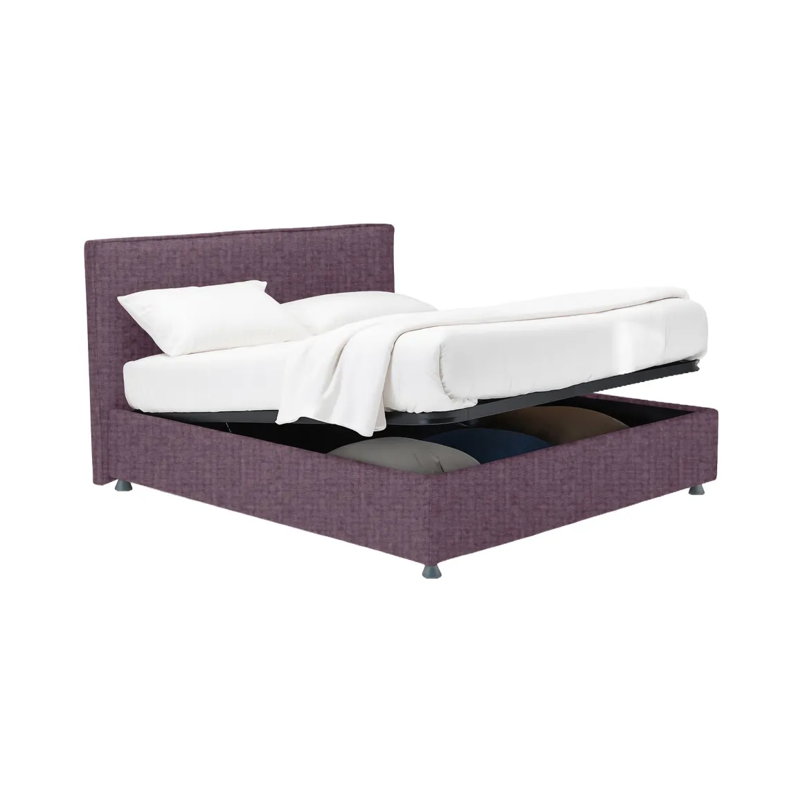 Letto Piazza e Mezza Viola Lilla Sfoderabile Contenitore, Dimensione Materasso 120x200 cm - Codevigo