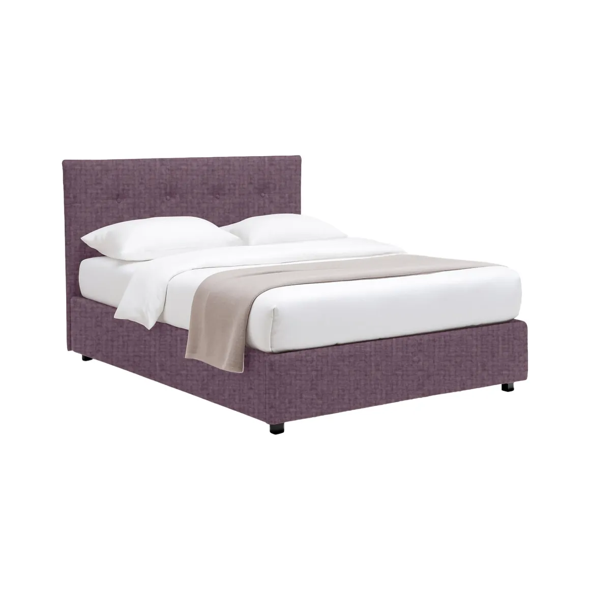 Letto Piazza e Mezza Viola Lilla Sfoderabile Contenitore, Dimensione Materasso 120x200 cm - Pollutri