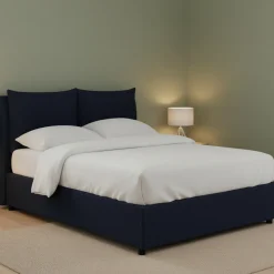 Letto Piazza e Mezza Viola Scuro Sfoderabile Contenitore, Dimensione Materasso 120x190 cm - Erchie