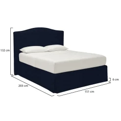 Letto Piazza e Mezza Viola Scuro Sfoderabile Contenitore, Dimensione Materasso 120x190 cm - Lavagna