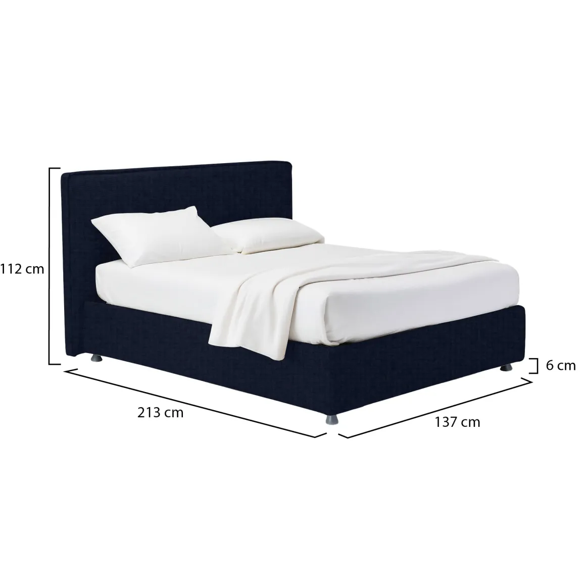 Letto Piazza e Mezza Viola Scuro Sfoderabile Contenitore, Dimensione Materasso 120x200 cm - Codevigo