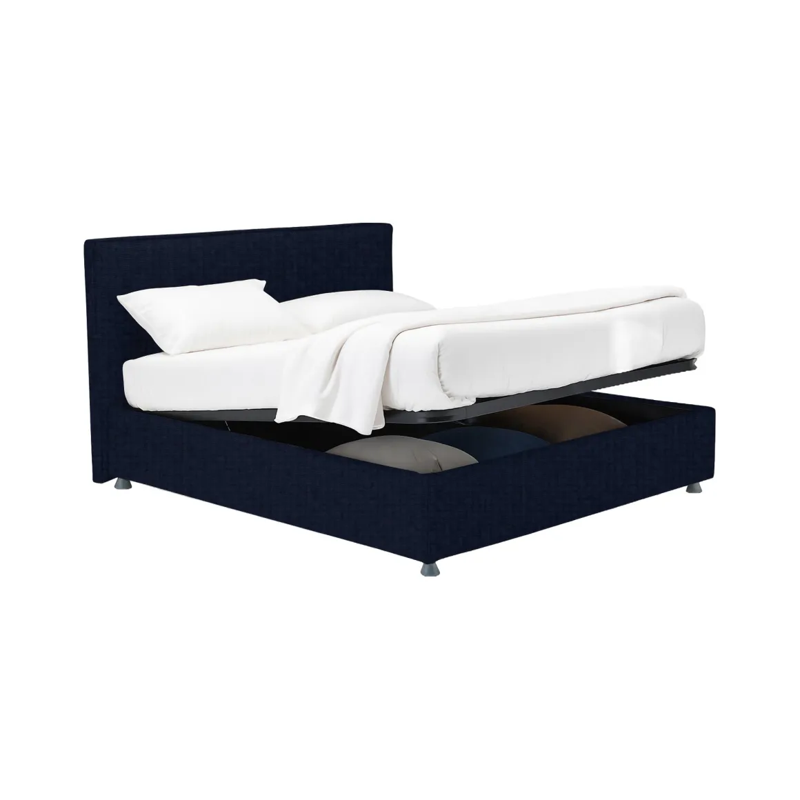 Letto Piazza e Mezza Viola Scuro Sfoderabile Contenitore, Dimensione Materasso 120x200 cm - Codevigo