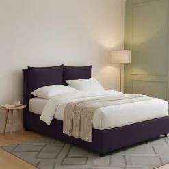 Letto Piazza e Mezza Viola Sfoderabile Contenitore, Dimensione Materasso 120x200 cm - Diamante