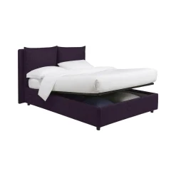 Letto Piazza e Mezza Viola Sfoderabile Contenitore, Dimensione Materasso 120x200 cm - Diamante
