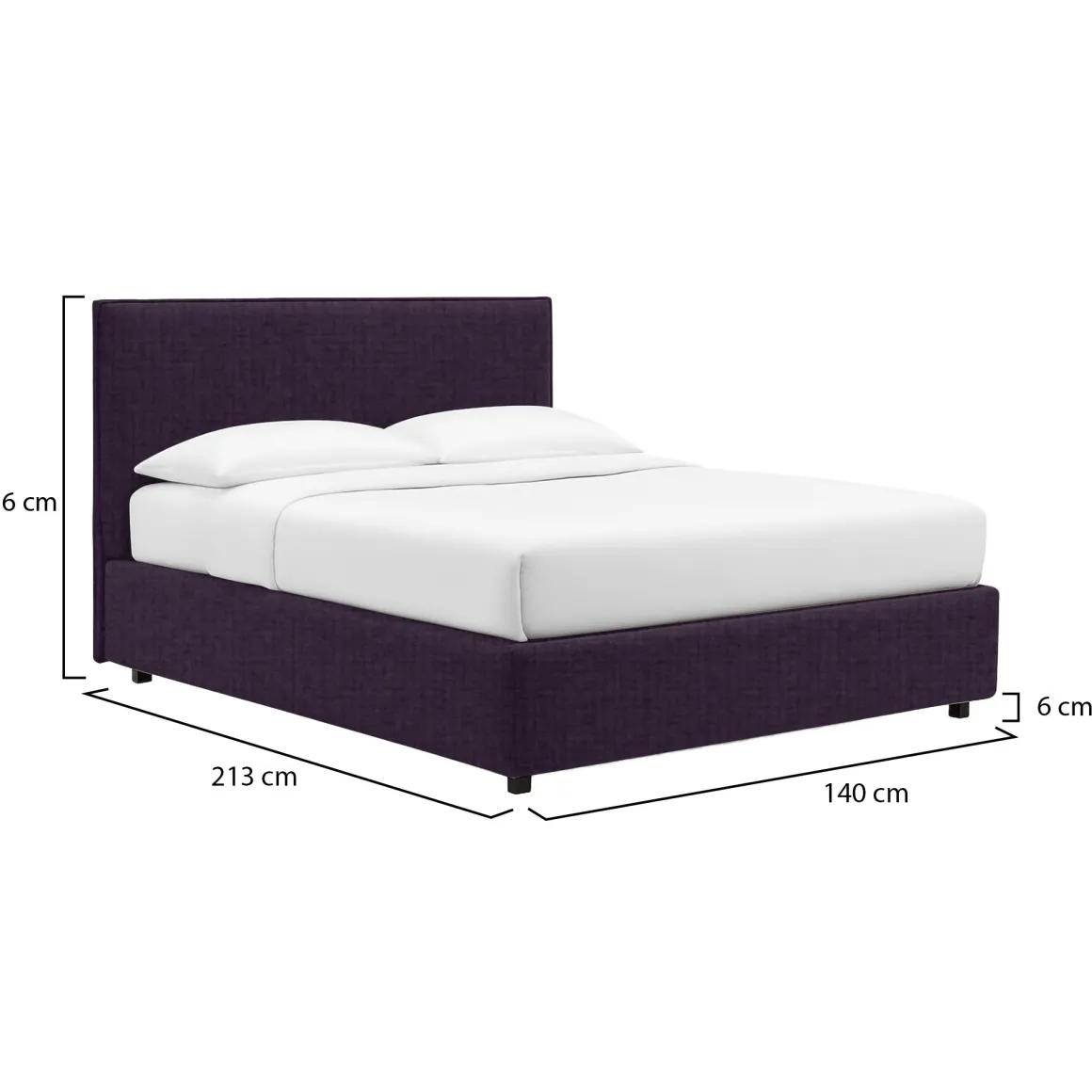 Letto Piazza e Mezza Viola Sfoderabile Contenitore, Dimensione Materasso 120x200 cm - Noceto