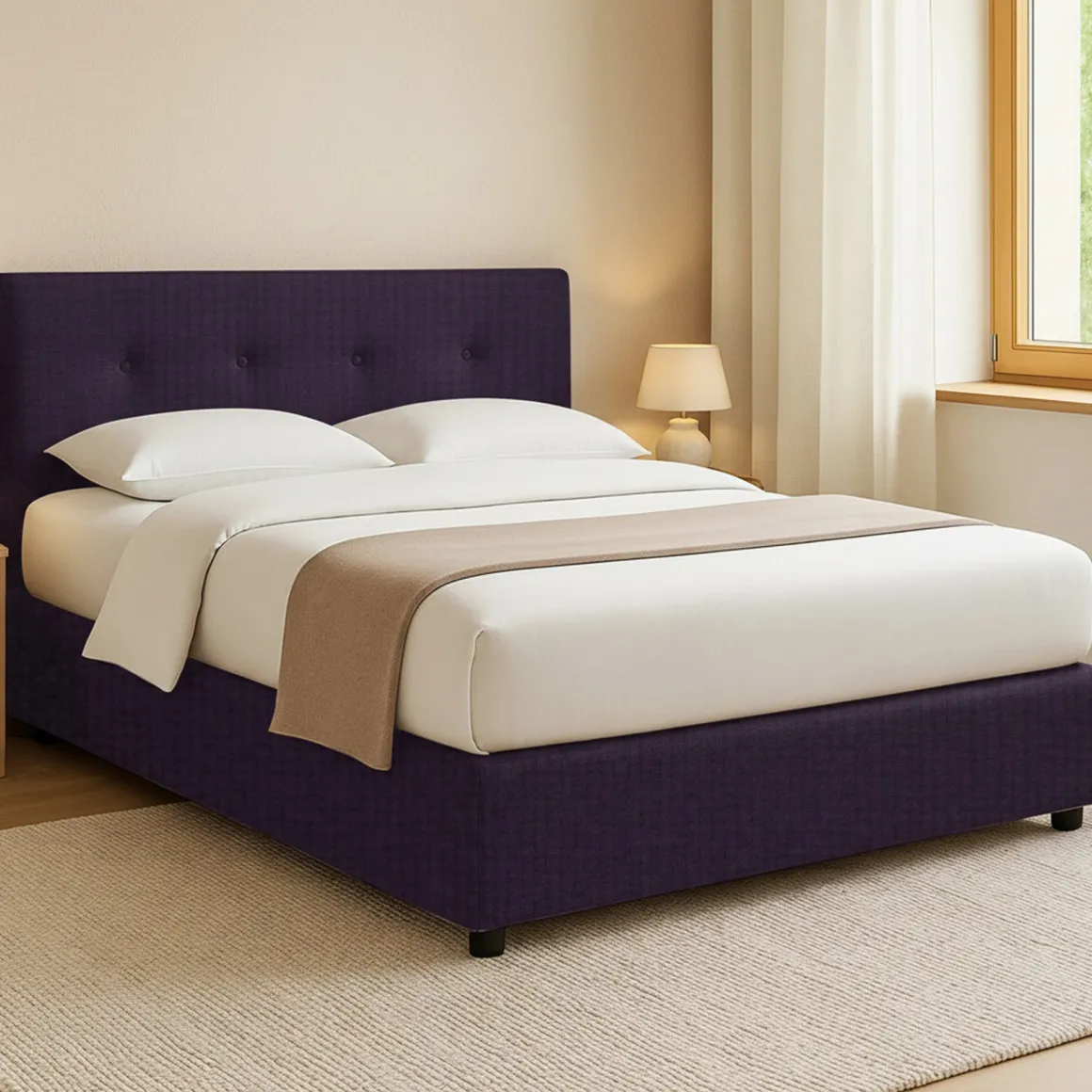 Letto Piazza e Mezza Viola Sfoderabile Contenitore, Dimensione Materasso 120x200 cm - Pollutri
