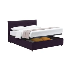 Letto Piazza e Mezza Viola Sfoderabile Contenitore, Dimensione Materasso 120x200 cm - Pollutri
