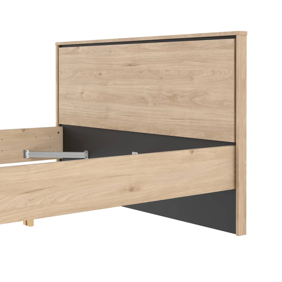 Letti Piazza E Mezza|Letti Piazza E Mezza > Dmora Letto piazza e mezza Zeri, 197x153 h91 cm, Rovere Marrone Rovere