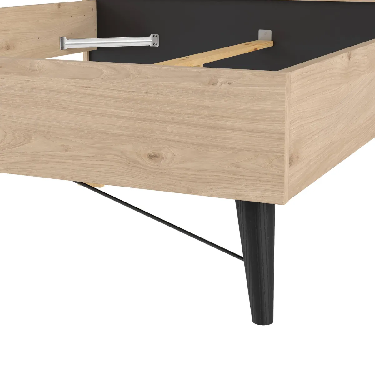 Letti Piazza E Mezza|Letti Piazza E Mezza > Dmora Letto piazza e mezza Zeri, 197x153 h91 cm, Rovere Marrone Rovere