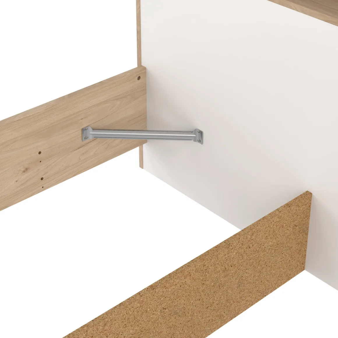 Letto piazza e mezza Zinasco, 206x150 h97 cm, Rovere e Bianco