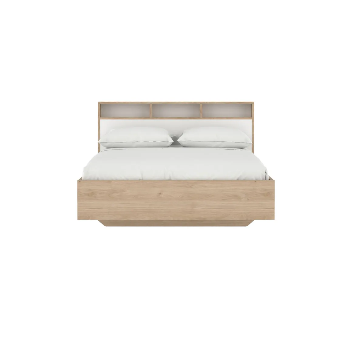 Letto piazza e mezza Zinasco, 206x150 h97 cm, Rovere e Bianco