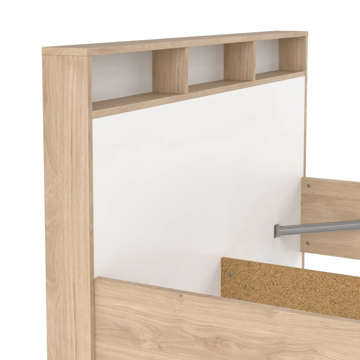 Letto piazza e mezza Zinasco, 206x150 h97 cm, Rovere e Bianco