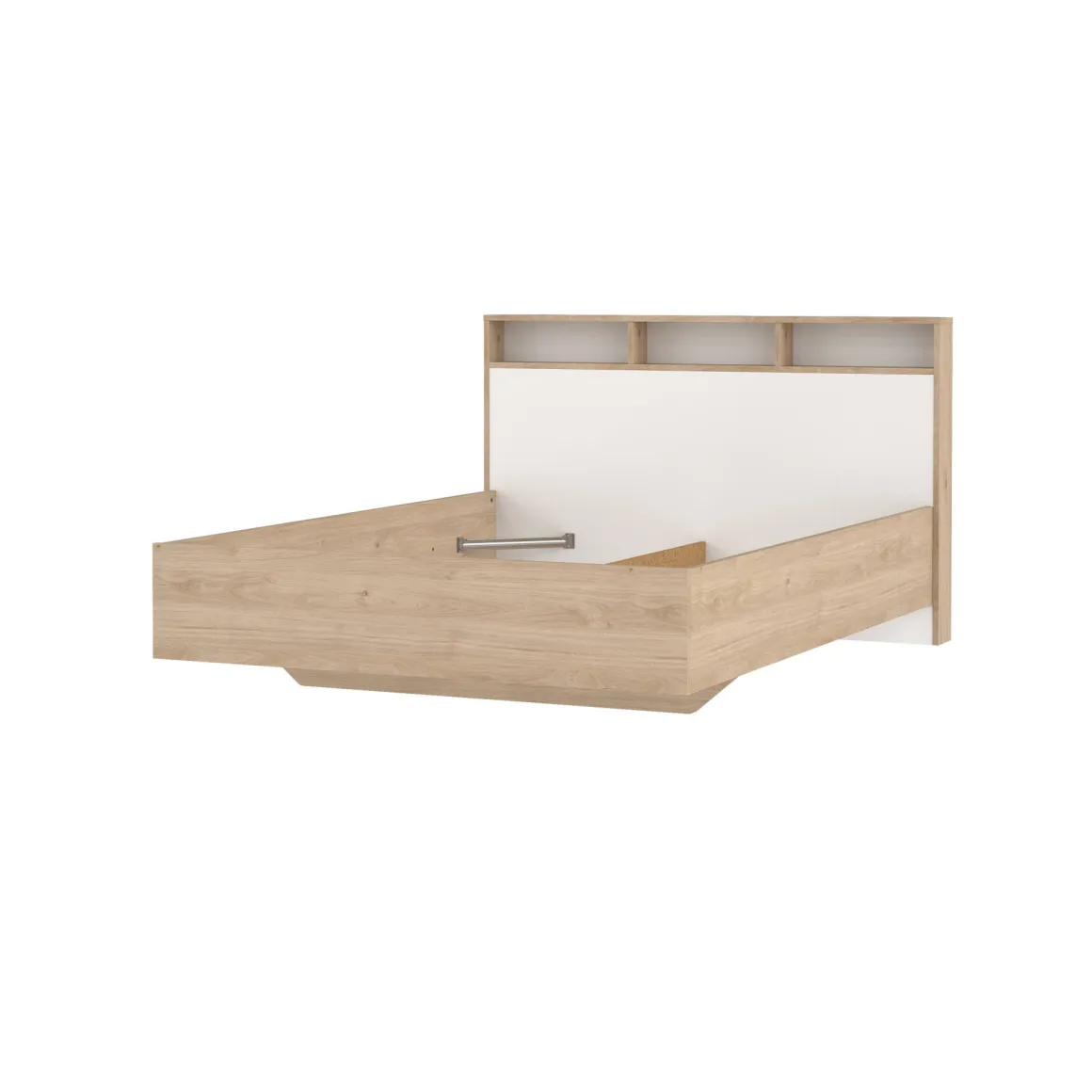 Letto piazza e mezza Zinasco, 206x150 h97 cm, Rovere e Bianco