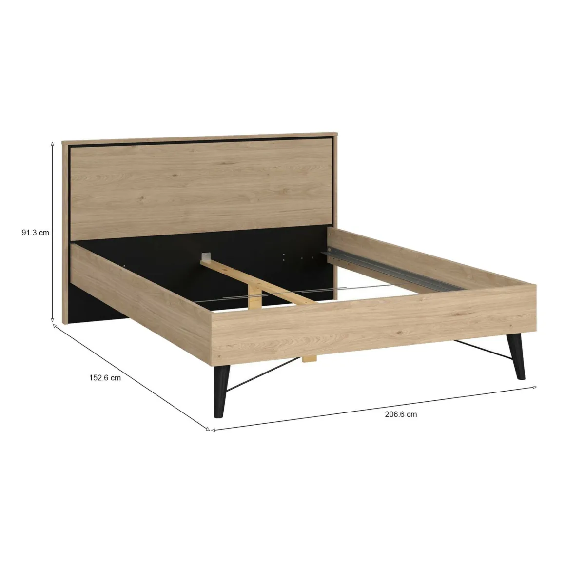 Letti Piazza E Mezza|Letti Piazza E Mezza > Dmora Letto piazza e mezza Zocca, 207x153 h91 cm, Rovere Marrone Rovere