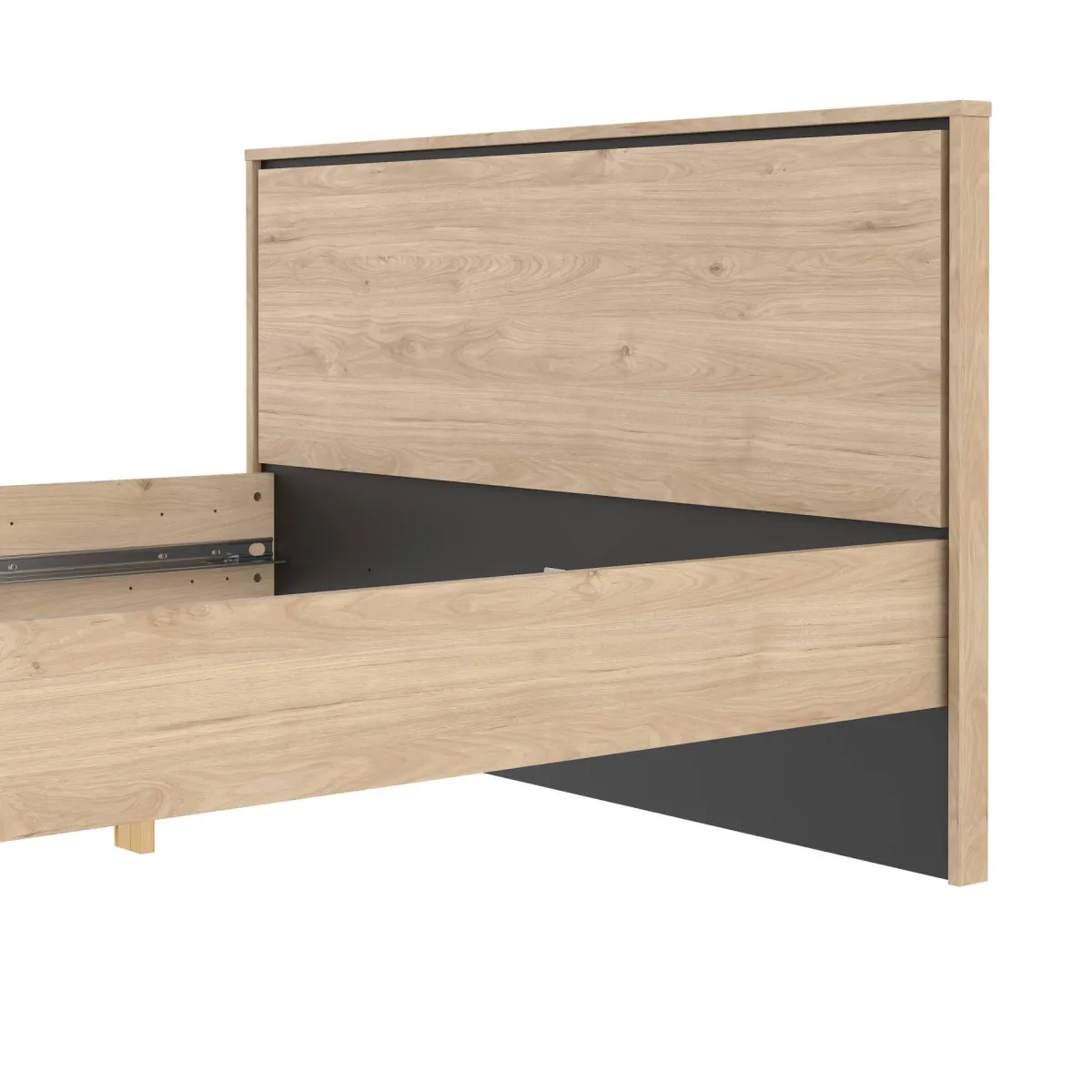 Letti Piazza E Mezza|Letti Piazza E Mezza > Dmora Letto piazza e mezza Zocca, 207x153 h91 cm, Rovere Marrone Rovere