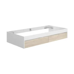 Letti Contenitore|Letti Singoli > Dmora Letto 1 piazza moderno bianco e rovere 194x95cm adatto per materasso 90x190 cm - Neki Marrone, Bianco Rovere