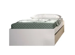 Letti Contenitore|Letti Singoli > Dmora Letto 1 piazza moderno bianco e rovere 194x95cm adatto per materasso 90x190 cm - Neki Marrone, Bianco Rovere
