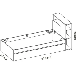 Letti Singoli > Dmora Letto 1 piazza moderno rovere e bianco 218x99 - Evelina Bianco, Marrone Rovere