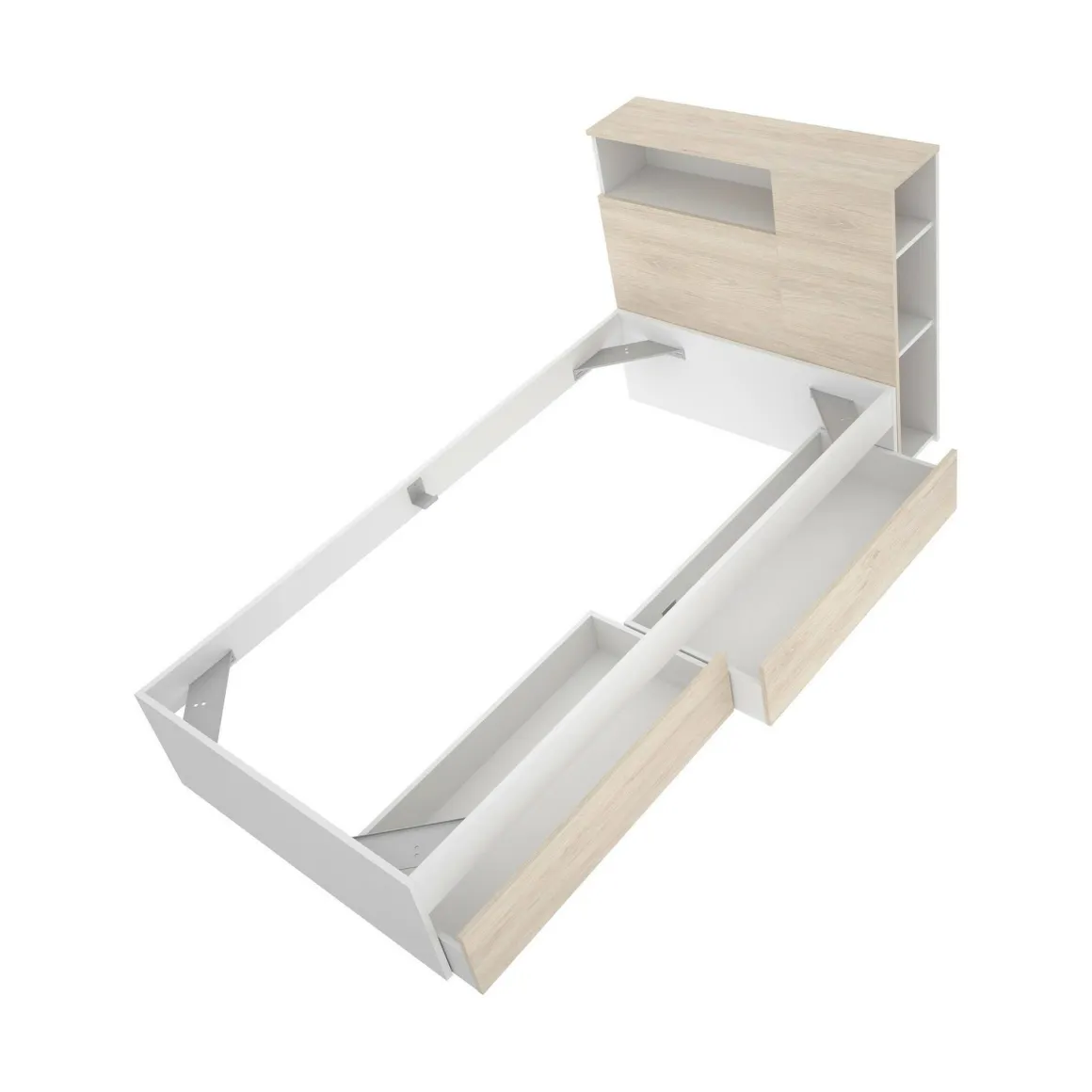 Letto 1 piazza moderno rovere e bianco 218x99cm adatto per materasso 90x190 cm - Asturno