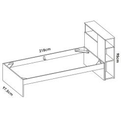 Letto 1 piazza moderno rovere e bianco 218x99cm adatto per materasso 90x190 cm - Asturno