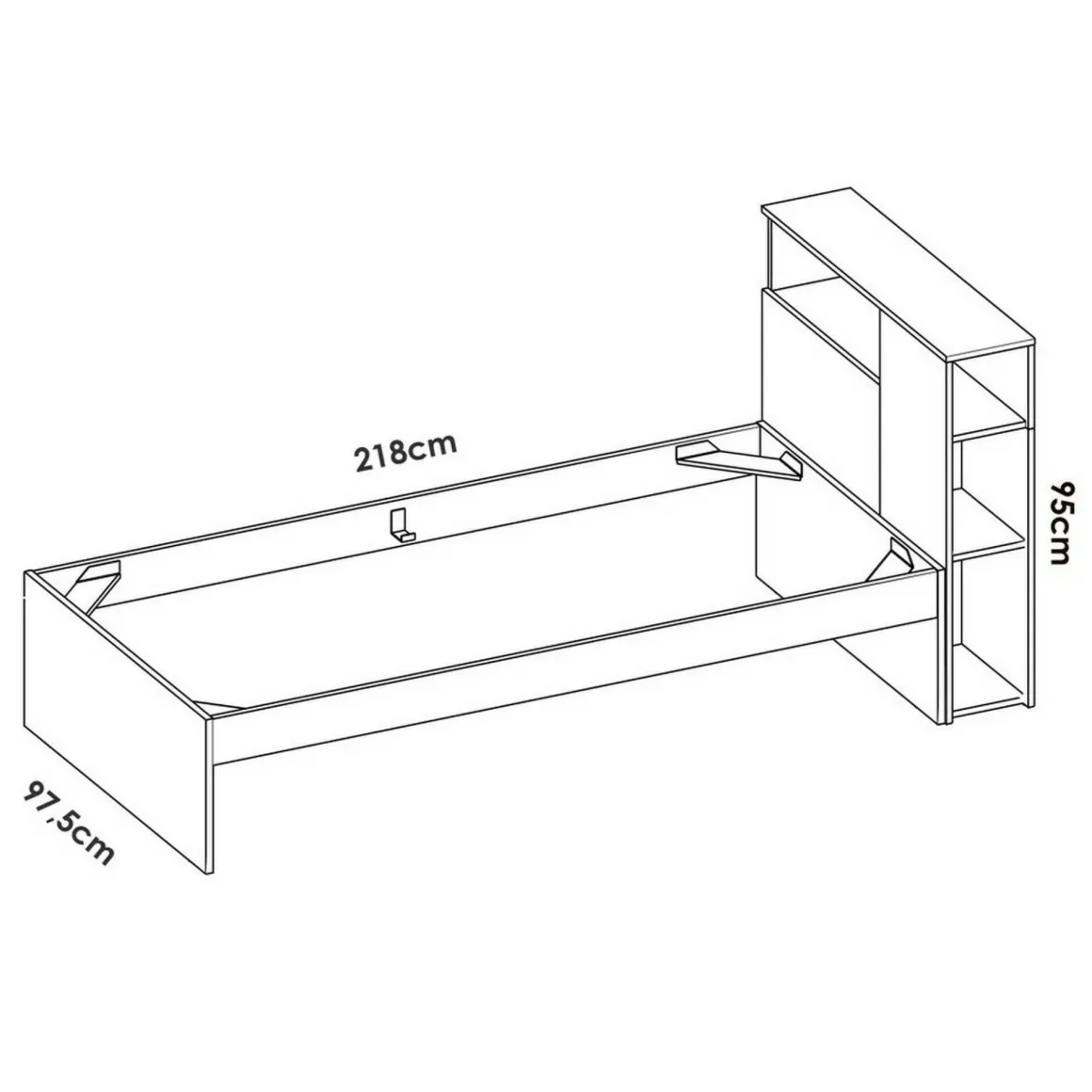 Letto 1 piazza moderno rovere e bianco 218x99cm adatto per materasso 90x190 cm - Asturno