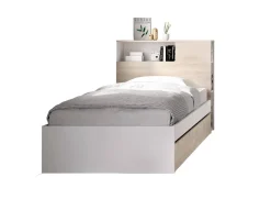 Letto 1 piazza moderno rovere e bianco 218x99cm adatto per materasso 90x190 cm - Asturno
