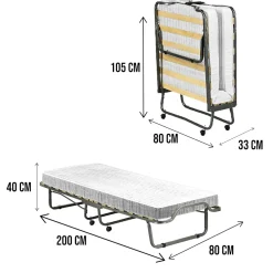 Letto 1 piazza pieghevole con materasso 200x80cm bianco - Aquadolce