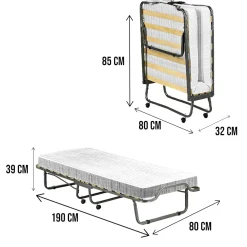 Letti Pieghevoli|Camera Da Letto > Dmora Letto 1 piazza pieghevole 190x80cm - Ace Bianco