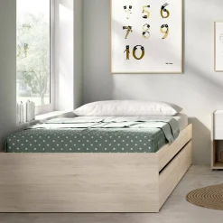 Letti Contenitore|Letti Singoli > Dmora Letto 1 piazza rovere 194x95cm adatto per materasso 90x190 cm - Neki Marrone Rovere
