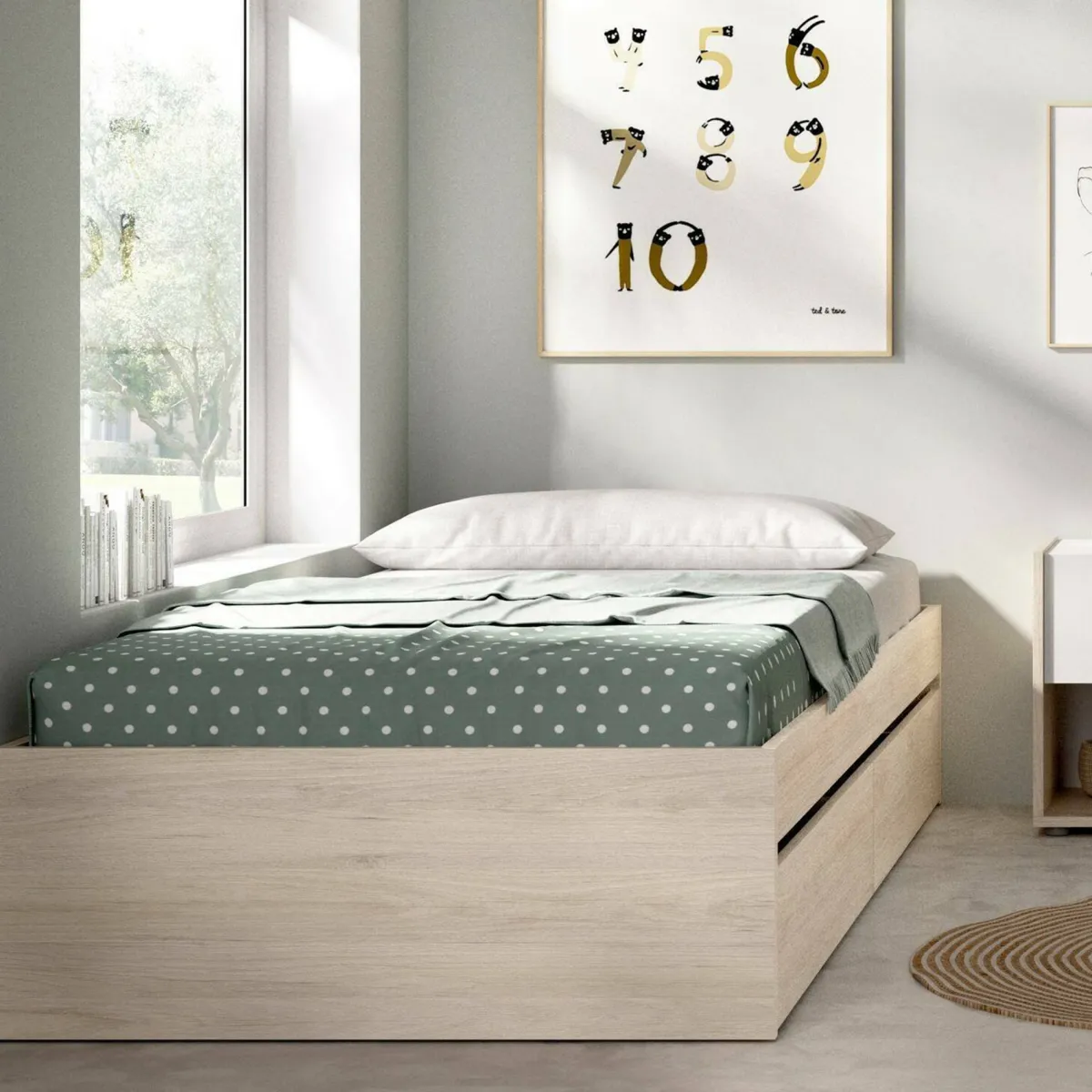 Letti Contenitore|Letti Singoli > Dmora Letto 1 piazza rovere 194x95cm adatto per materasso 90x190 cm - Neki Marrone Rovere