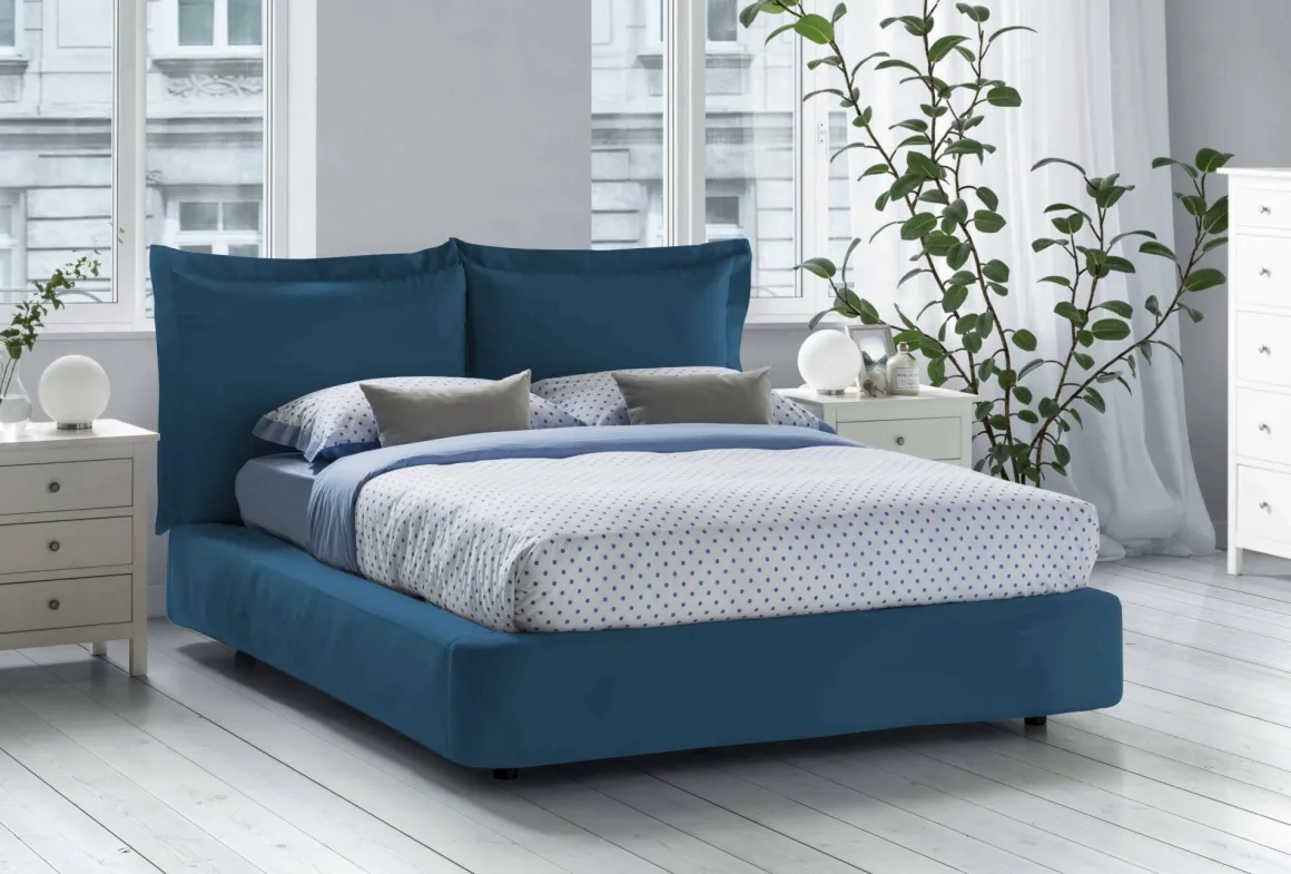 Letto 2 piazze con contenitore blu 180x220cm compatto - Adi
