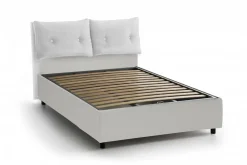 Letto 2 piazze contenitore bianco 175x205cm testiera morbida - Andrealo