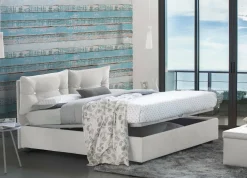 Letto 2 piazze contenitore bianco 175x205cm testiera morbida - Andrealo