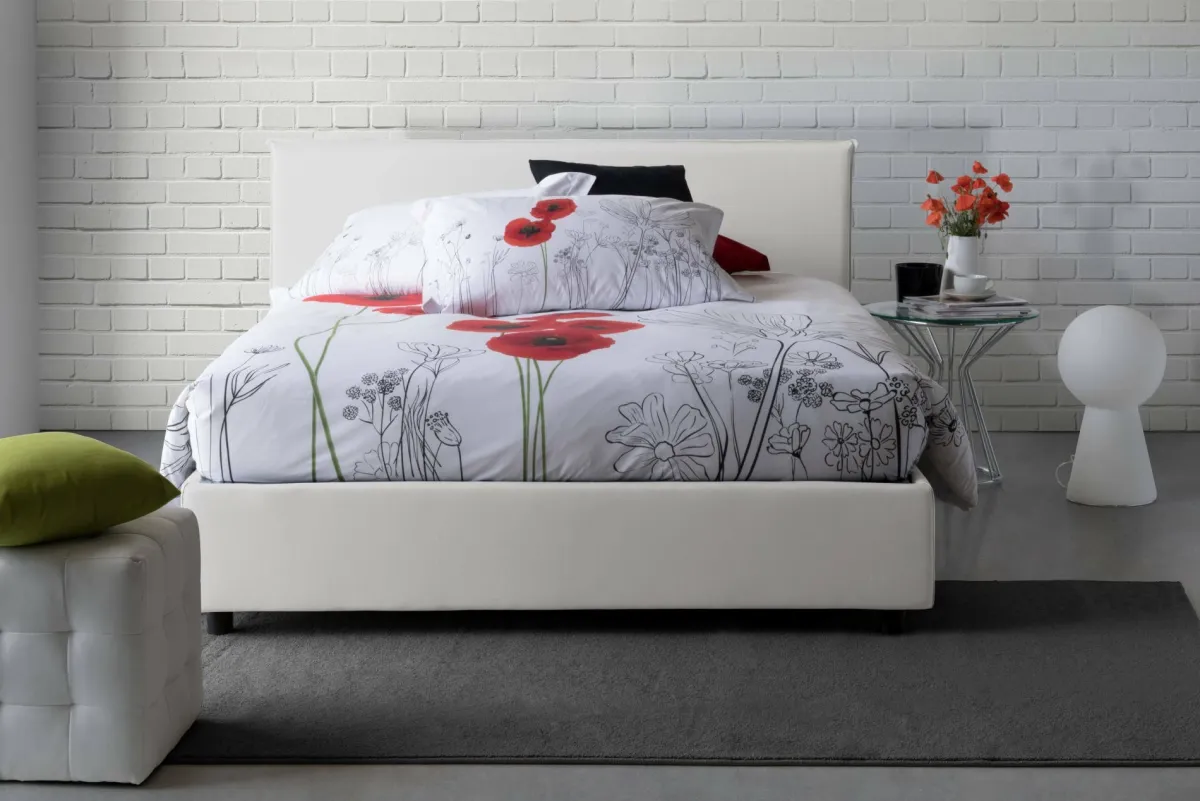 Letti Matrimoniali|Letti Contenitore > Dmora Letto 2 piazze contenitore 175x215cm accogliente - Ariadni Bianco
