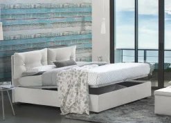 Letti Matrimoniali|Letti Contenitore > Dmora Letto 2 piazze contenitore 175x215cm testiera tonda - Melanite Bianco