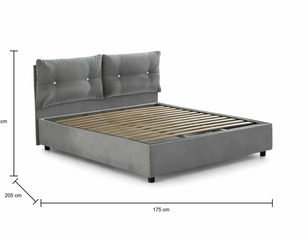 Letti Matrimoniali|Camera Da Letto > Dmora Letto 2 piazze contenitore 175x205cm minimal - Andrealo Grigio