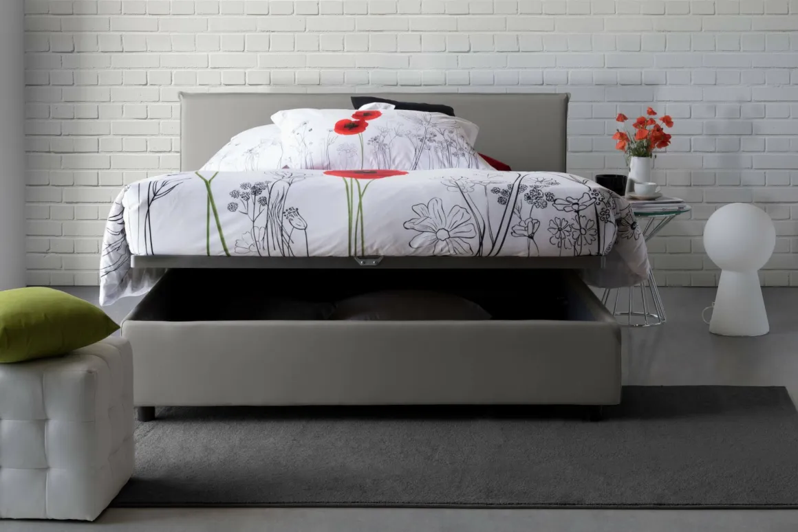 Letti Matrimoniali|Camera Da Letto > Dmora Letto 2 piazze contenitore 175x215cm robusto - Calcite Grigio