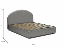 Letti Matrimoniali|Letti Contenitore > Dmora Letto 2 piazze contenitore 175x215cm testiera tonda - Melanite Grigio