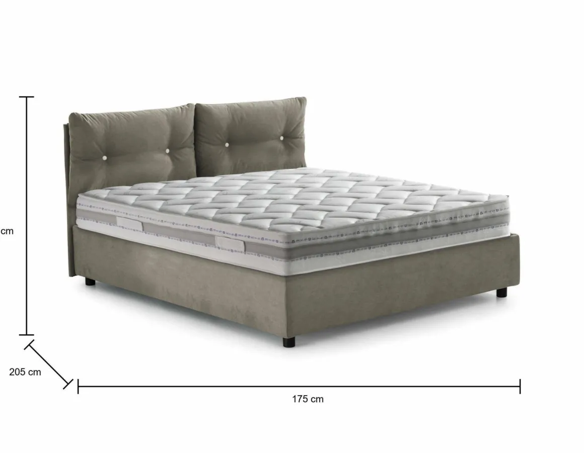 Letti Matrimoniali|Letti Contenitore > Dmora Letto 2 piazze contenitore tortora 175x215cm robusto - Calcite Grigio Tortora