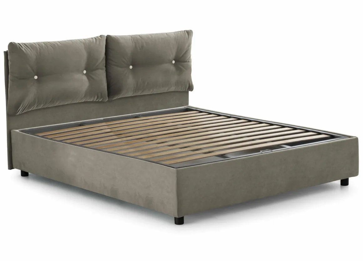 Letti Matrimoniali|Letti Contenitore > Dmora Letto 2 piazze contenitore tortora 175x215cm robusto - Calcite Grigio Tortora
