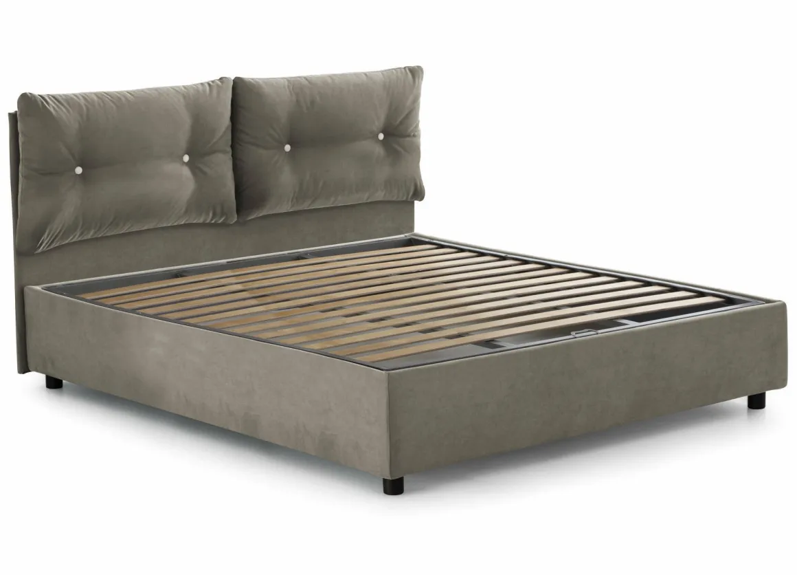 Letti Matrimoniali|Letti Contenitore > Dmora Letto 2 piazze contenitore tortora 175x215cm robusto - Calcite Grigio Tortora