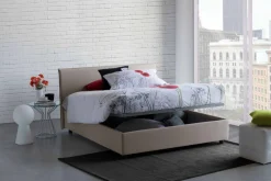 Letto 2 piazze contenitore tortora 175x215cm salvaspazio - Ariadni
