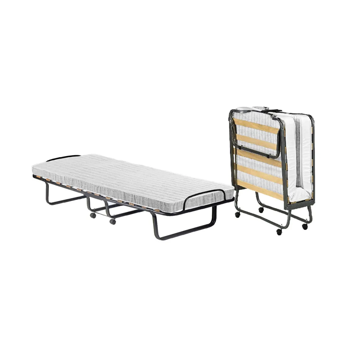 Letto Pieghevole Bianco Materasso Incluso Dimensione Materasso 80x190x10 cm, Imbottito - Nives