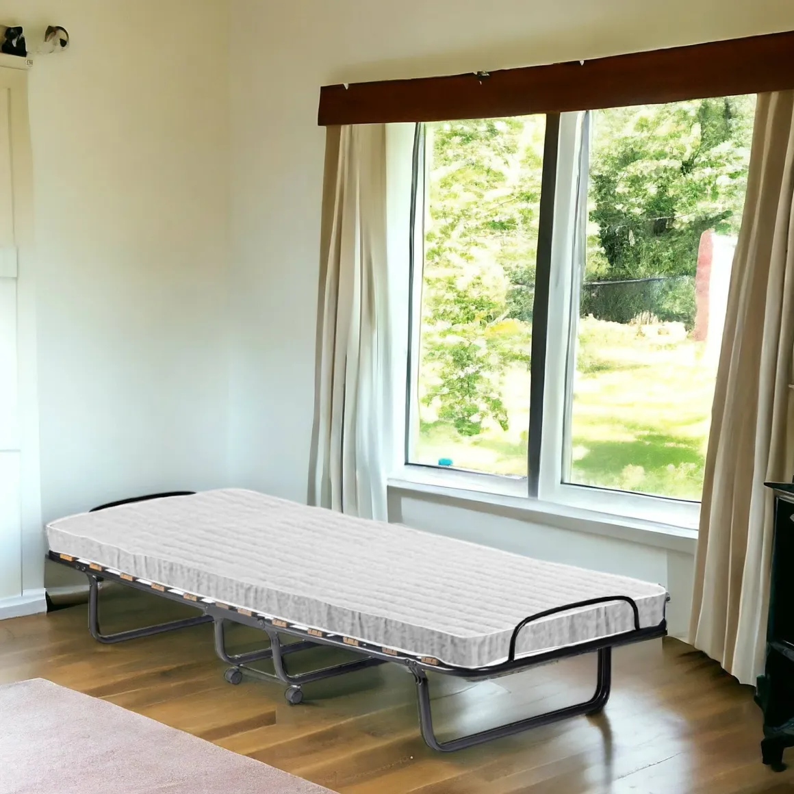 Letto Pieghevole Bianco Materasso Incluso Dimensione Materasso 80x190x10 cm, Imbottito - Nives