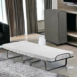 Letto Pieghevole Bianco Materasso Incluso Sfoderabile, Dimensione Materasso 80x190x10 cm - Nives