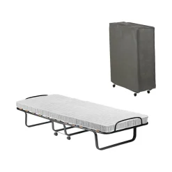 Letto Pieghevole Bianco Materasso Incluso Sfoderabile, Dimensione Materasso 80x190x10 cm - Nives