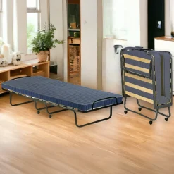 Letti Pieghevoli > Dmora Letto Pieghevole Materasso Incluso Sfoderabile, Dimensione Materasso 80x190x10 cm - Peccioli Blu