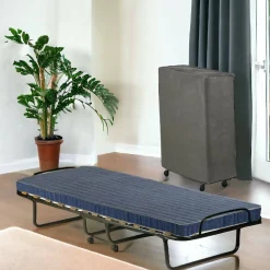 Letto Pieghevole blu Materasso Incluso Sfoderabile, Dimensione Materasso 80x190x10 cm - Polaveno