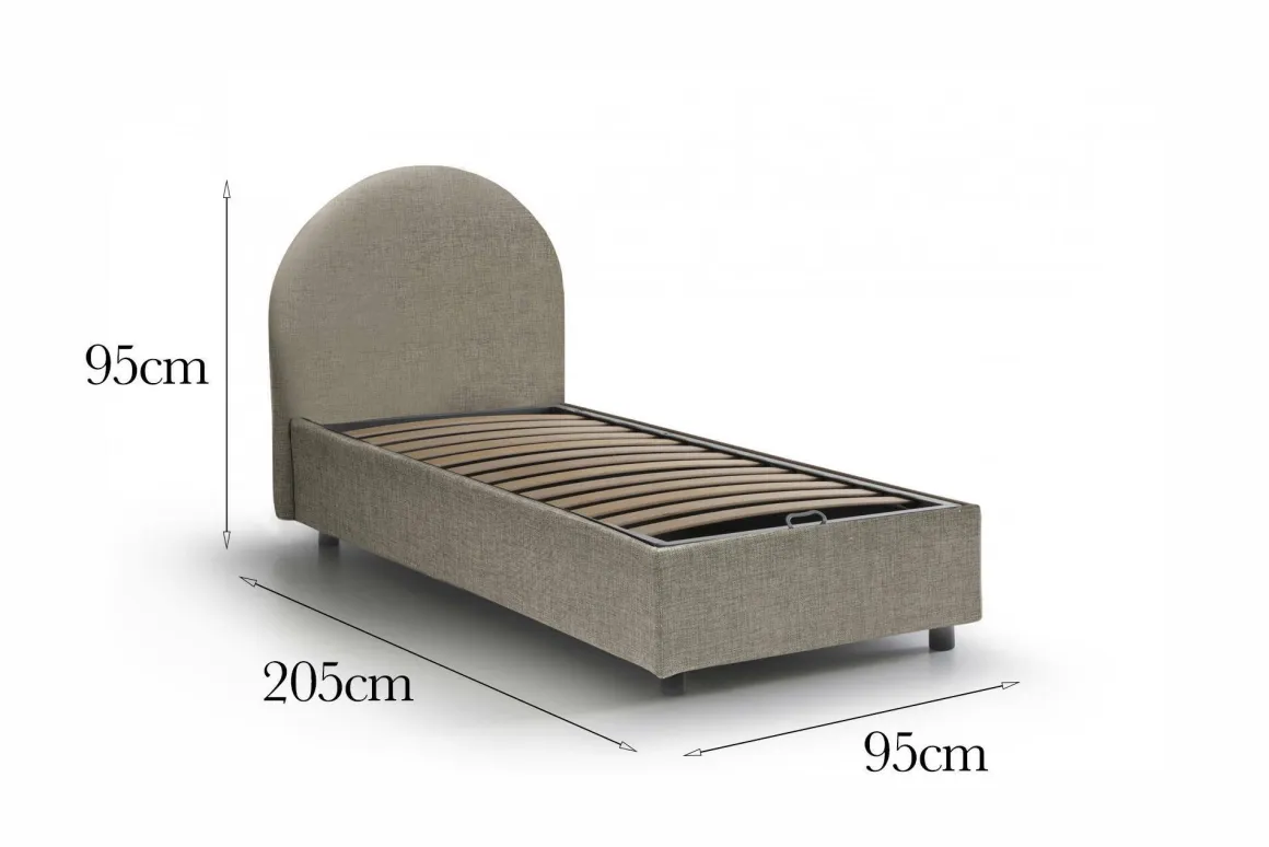 Letto 1 posto con contenitore tortora 95x205 - Egle