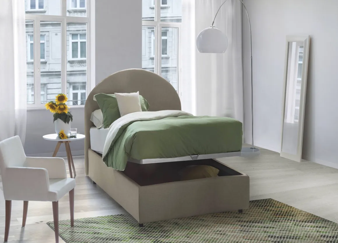 Letto 1 posto con contenitore tortora 95x205 - Egle